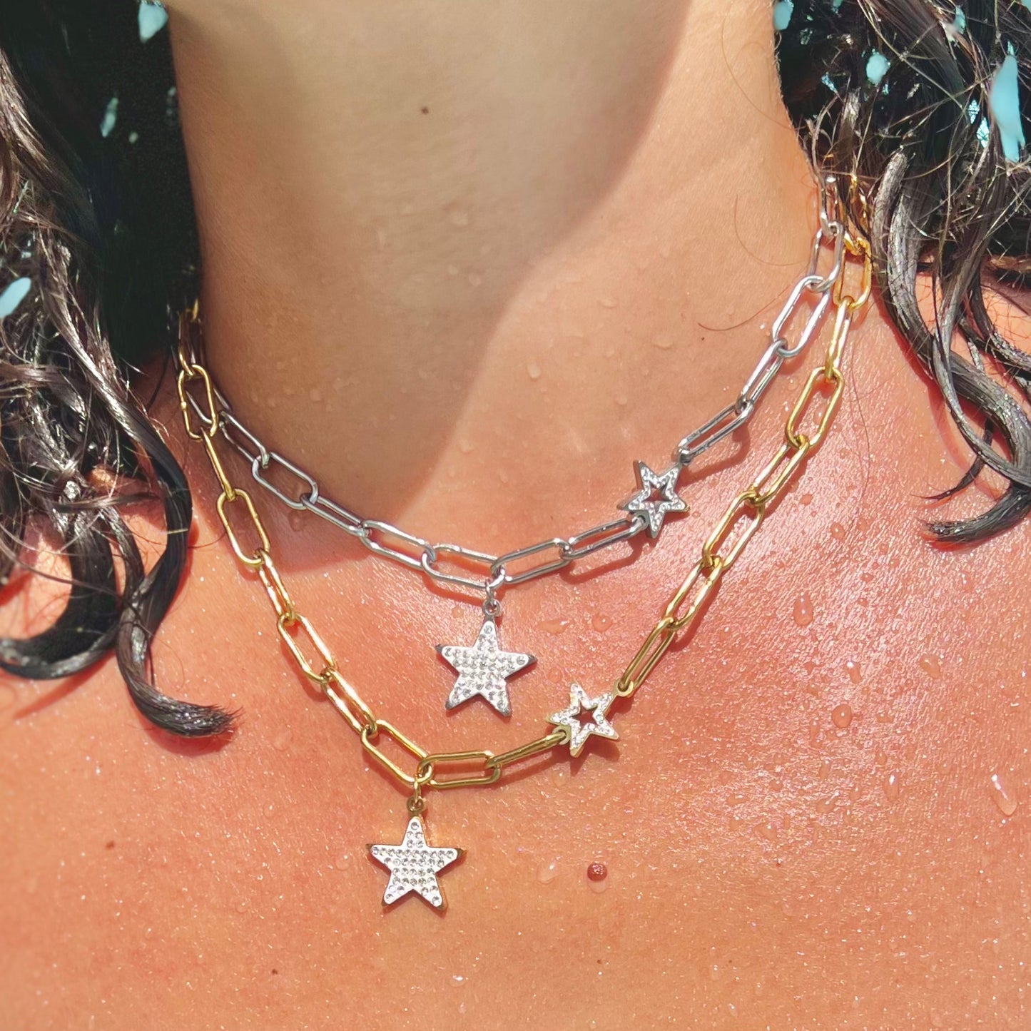 Crystal Star Charm Silver Necklace