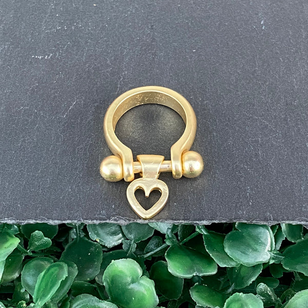Heart Pendant Gold Ring