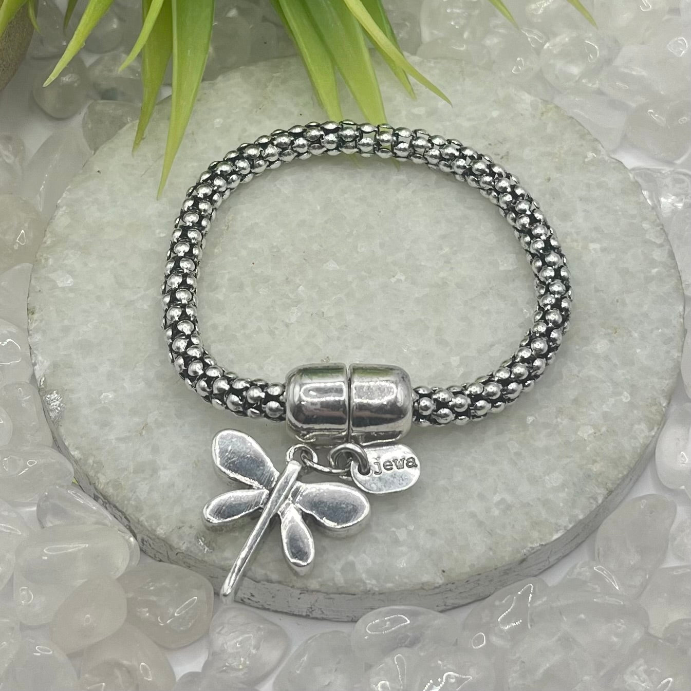 Silver Bracelet With Hanging Dragonfly