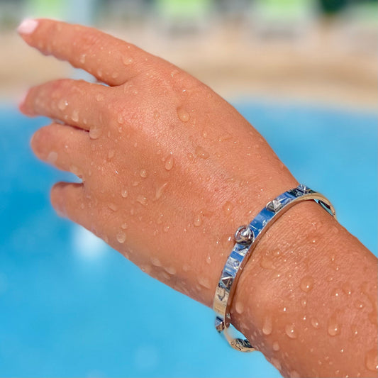 Stud With Hoop Silver Thin Bangle