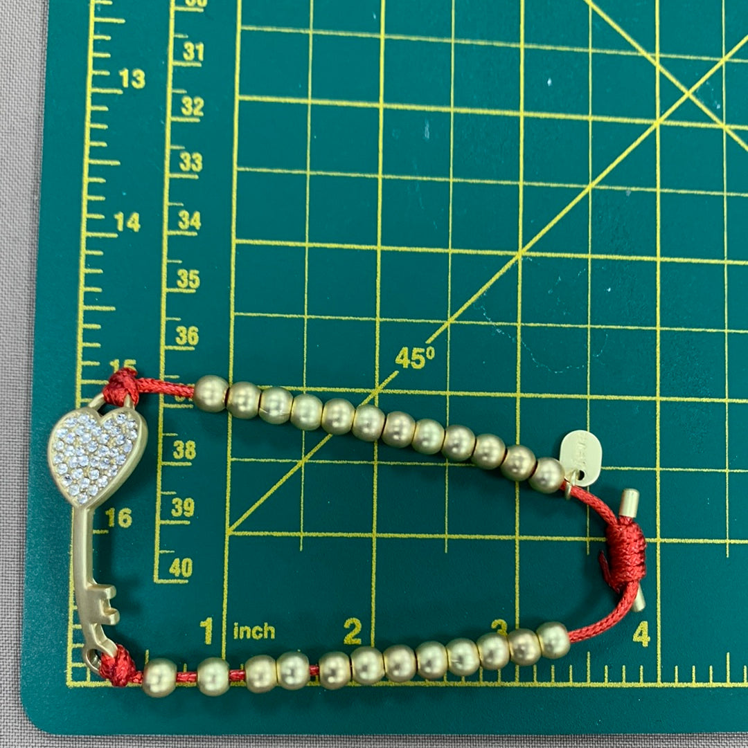 Crystal Heart Key Gold Bracelet