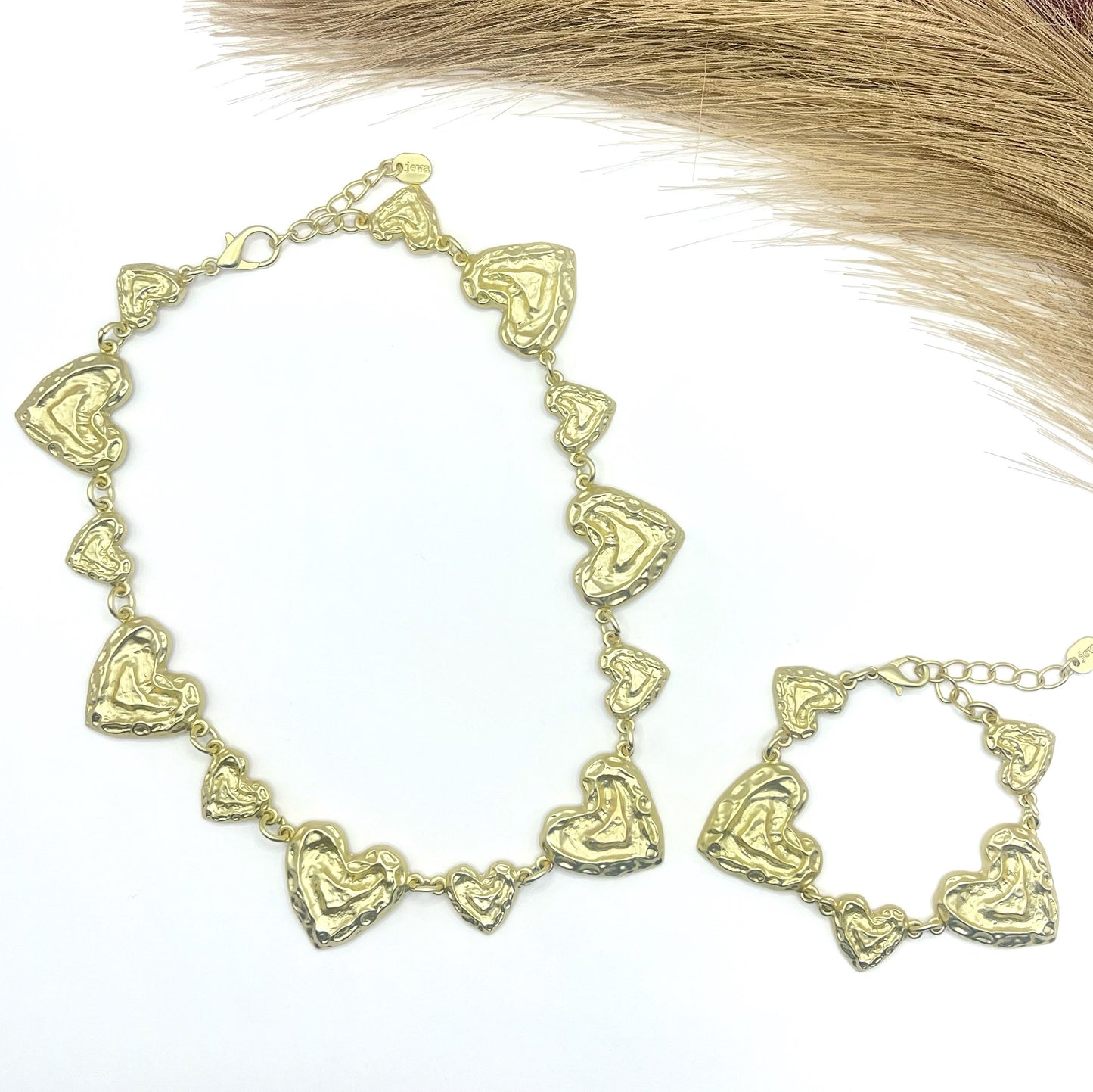 Texture Multi Heart Gold Necklace