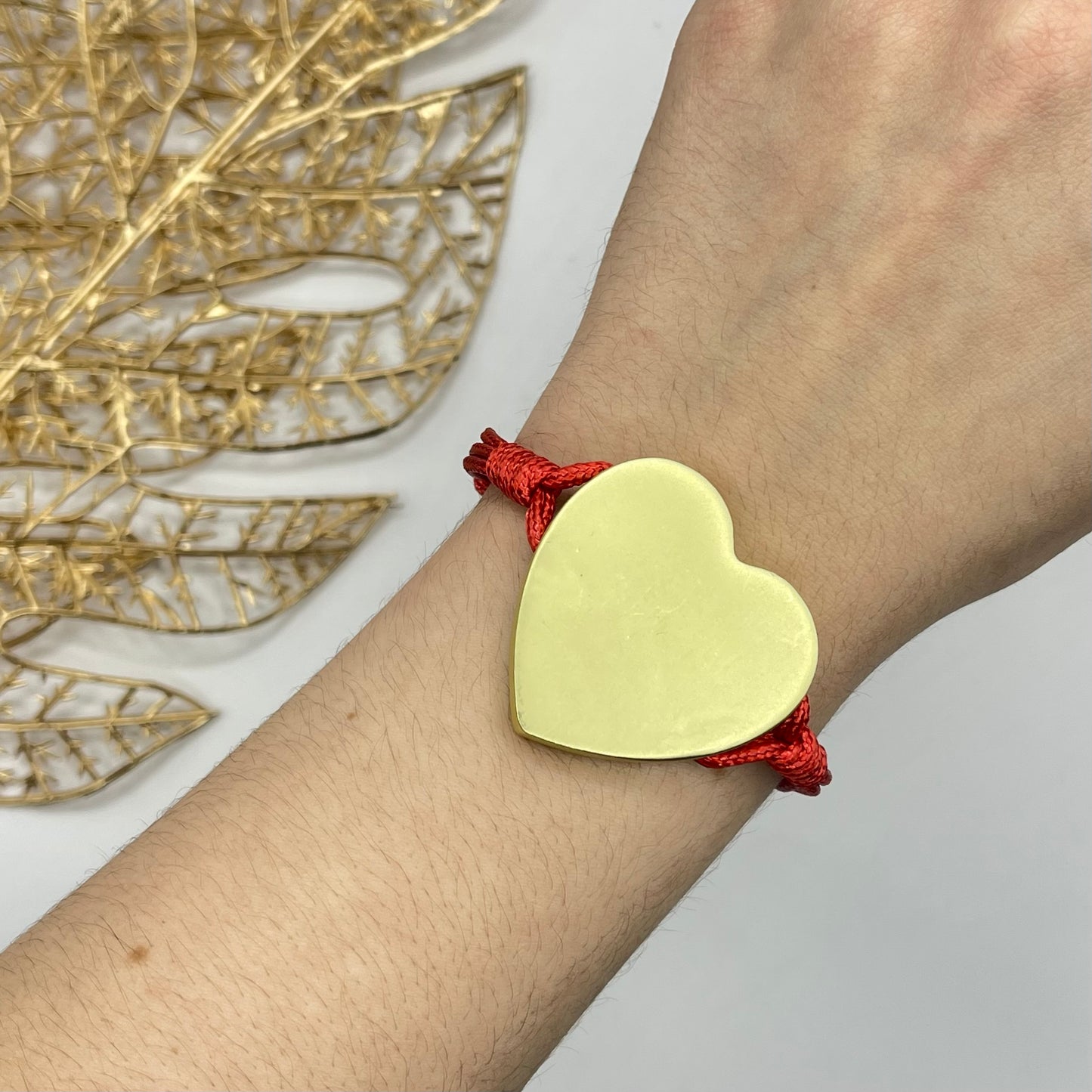 Red Cord Gold Heart Bracelet