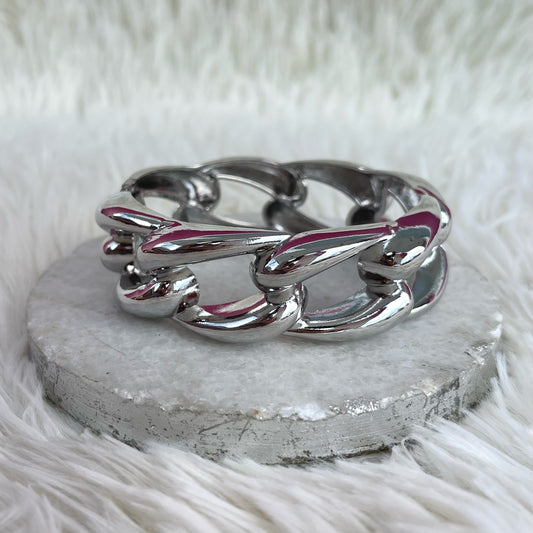 Cuban Style Bracelet Separated Silver