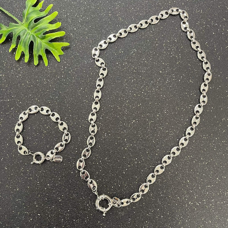 Seka Silver Link Chain Set