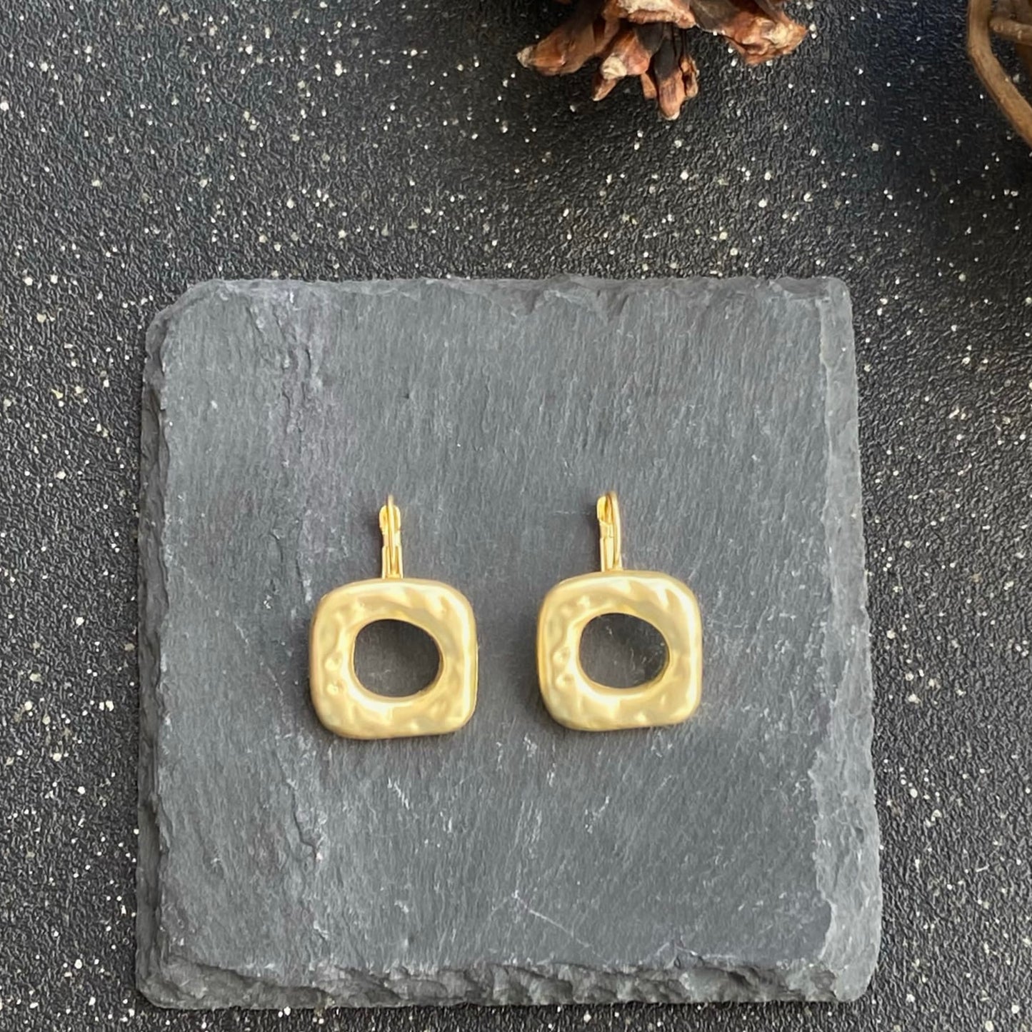 Medium Square Gold Earrings