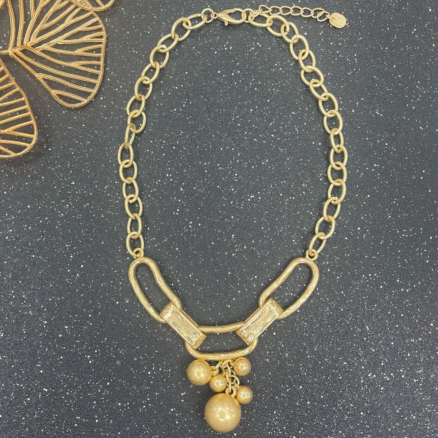 Gold Necklace With Hanging Balls