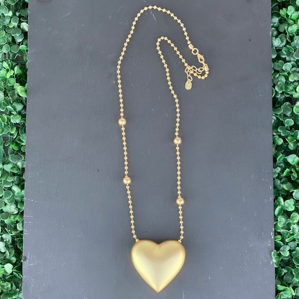 Big Bubble Heart Gold Necklace