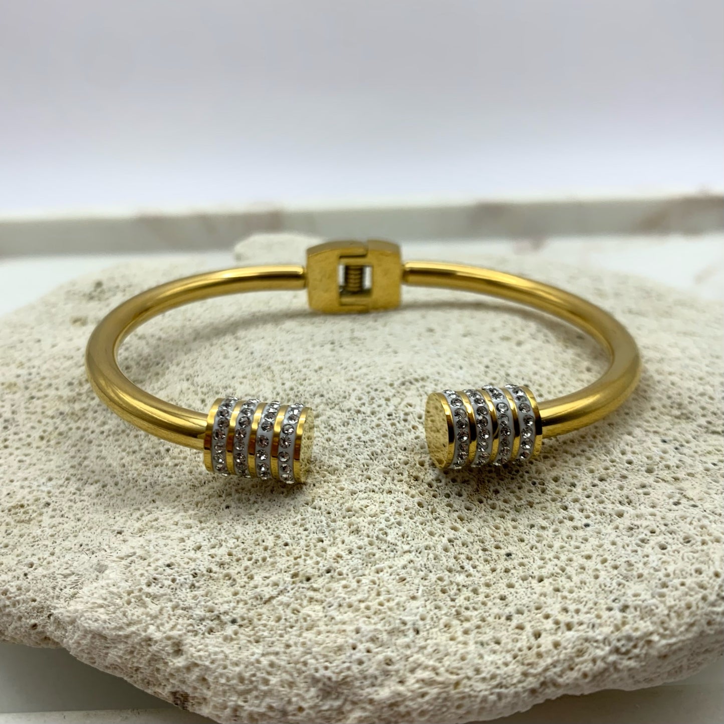 Crystal Crown Gold Cuff