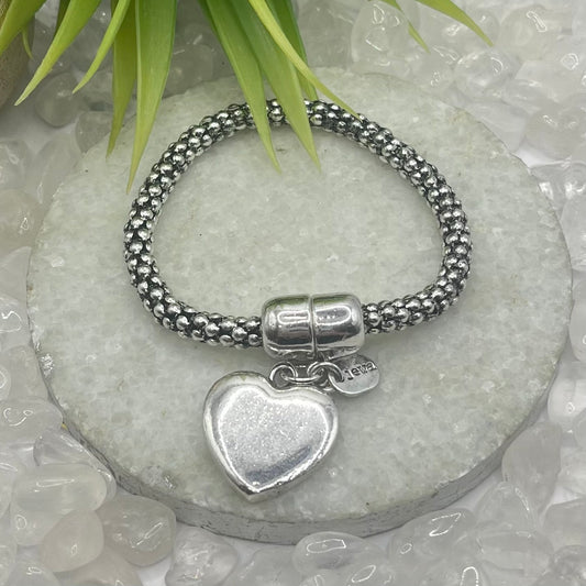 Silver Bracelet With Hanging Heart