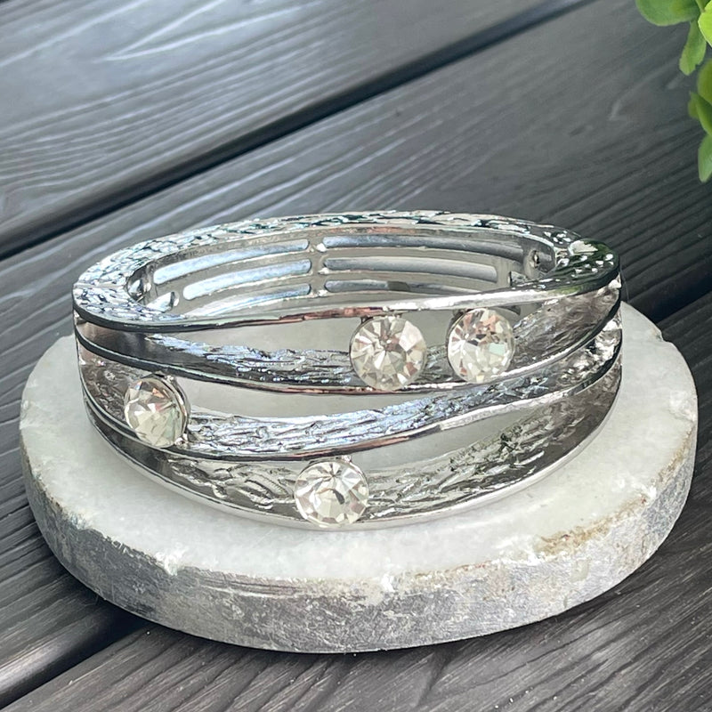 Bracelet Silver With 4 Diamonds