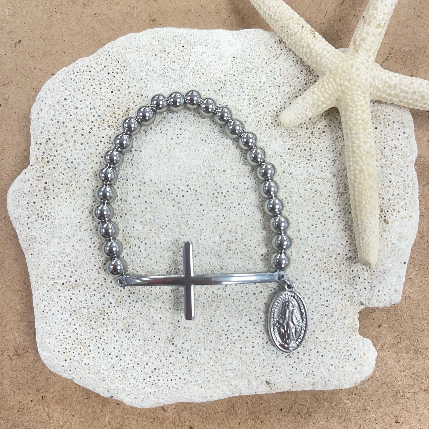 Silver cross bracelet