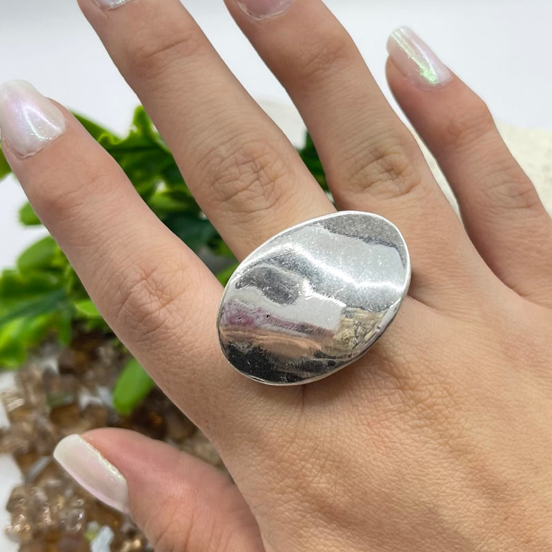 Oval Flat Silver Ring