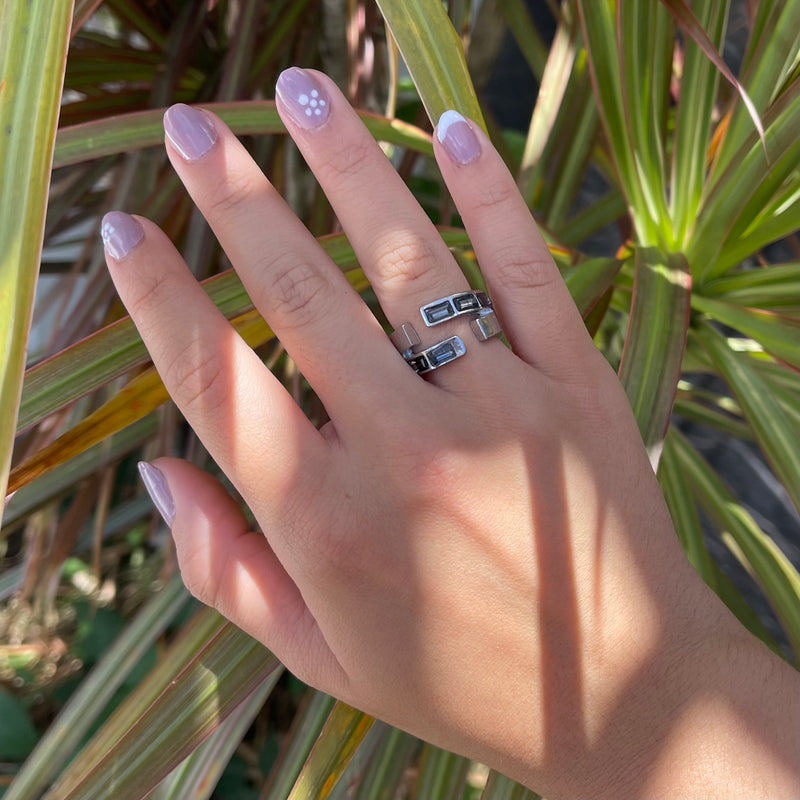 Grey Quartz Silver Ring