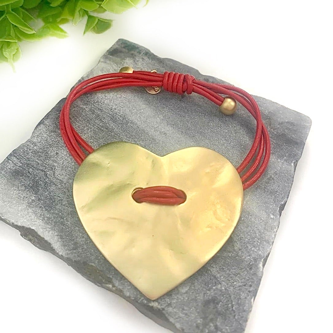 Red Rope Heart Gold Bracalet