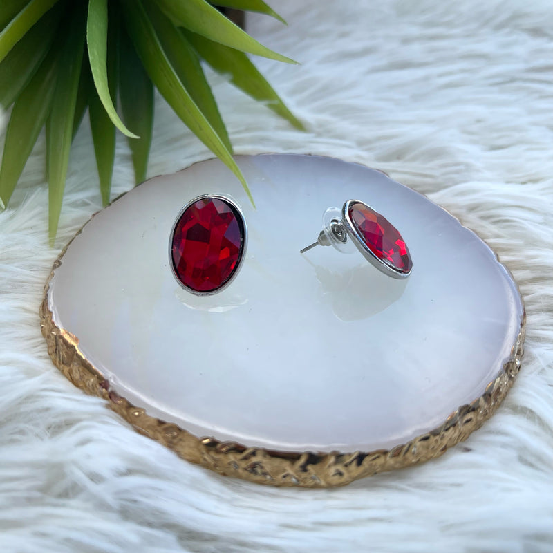 Red Quartz Silver Earring