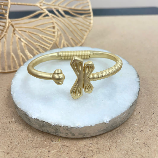 Gold Dragonfly With Ball Bracelet