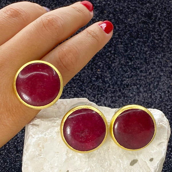 Burgundy Candy Stone 2 Pieces Set