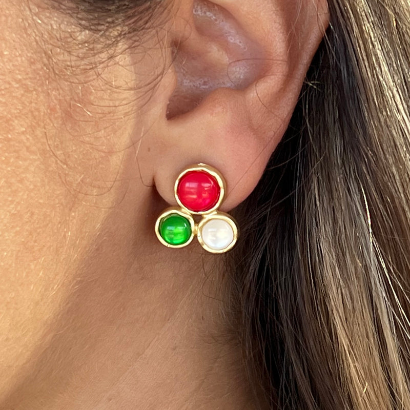 Candy Colors Red Gold Earring